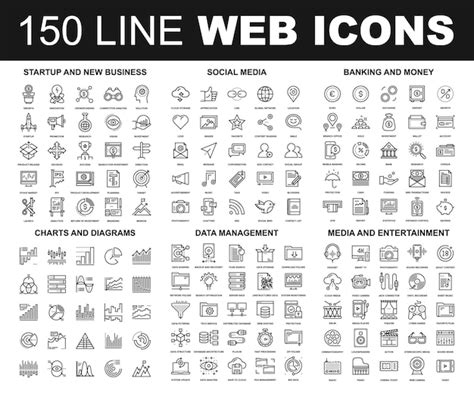 Iconos Web De L Nea Vector Premium