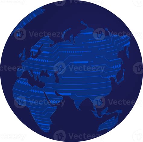 Modern Technology World Map Globe Crop Out 15328205 Png