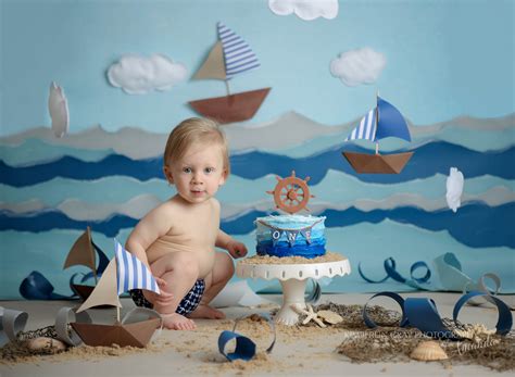 Nautical Cake Smashes Virginia Beach And Norfolk Cake Smash Photography