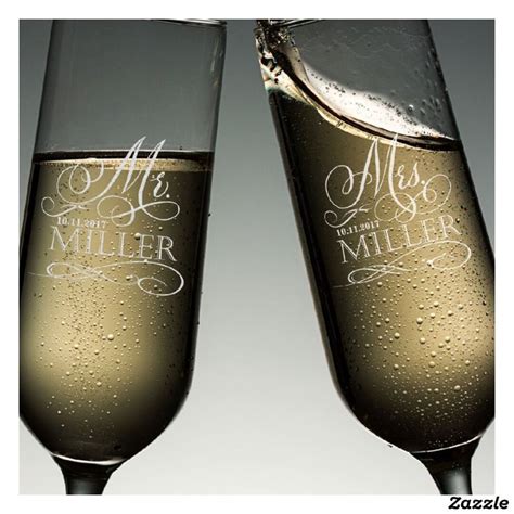 Mr Mrs Wedding Toast Champagne Flute Set Zazzle Com