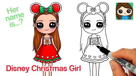 How To Draw A Christmas Disney Cute Girl Youtube