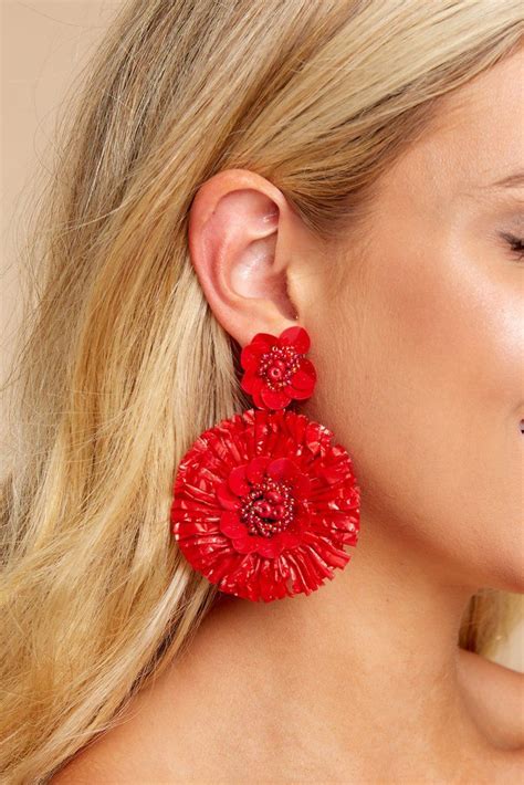 Earrings For Women Red Dress Red Statement Earrings Gold
