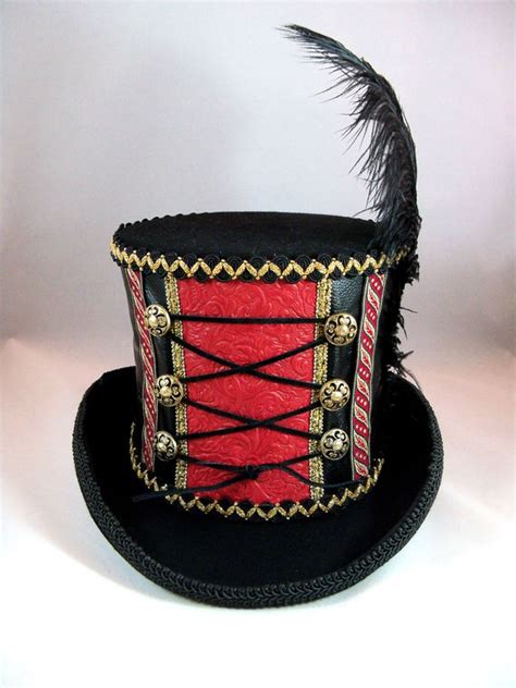Steampunk Circus Steampunk Ringmaster Black And Red Top Hat Etsy