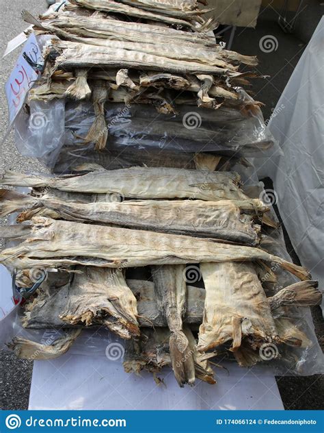Dried Stockfish In The Fish Specialties Stall Stock Photo Image Of