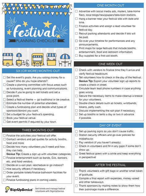 Festival Planning Checklist Festival Planning Festival Planning