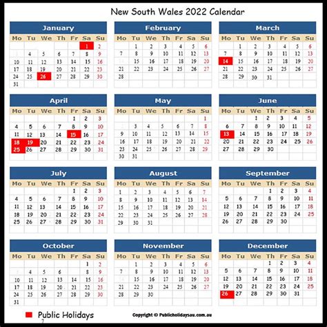 2022 Calendar With Wa Public Holidays - TRUTWO