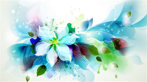 1174470 Leaves Illustration Flowers Artwork Blue Blossom Paint