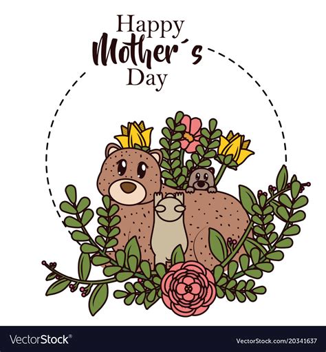 Happy Mothers Day Card With Cute Animals Vector Image