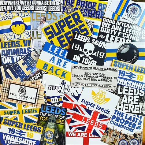 100 X Leeds United Stickers Based On Lufc Poster Shirt Scarf Etsy
