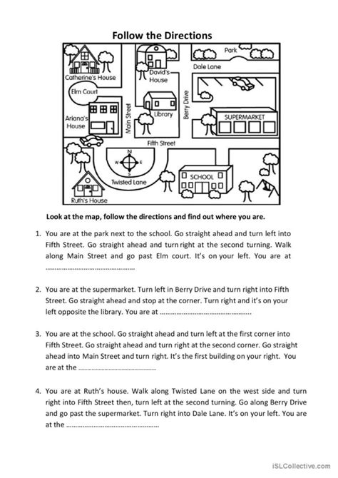 Directions English Esl Worksheets Pdf And Doc