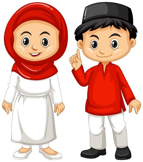 Indonesian Boy And Girl In Traditional Outfit 300039 Vector Art At Vecteezy