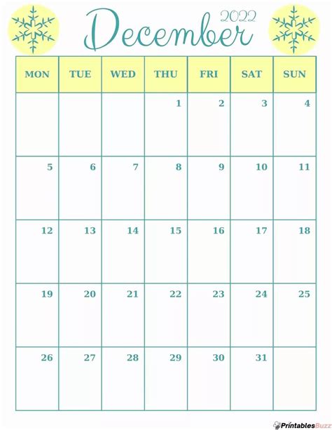 December Month Calendar Printable December Calendar Calendar Themes