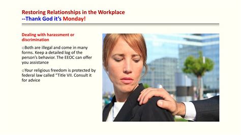 Ppt Restoring Relationships In The Workplace Thank God Its Monday
