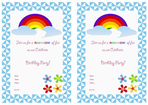 Party Invitations Free Printable Rainbow Invitations Birthday