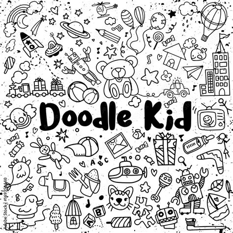 Hand Drawn Kids Doodle Setdoodle Style Stock Vector Adobe Stock