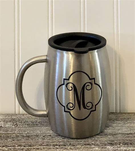 Personalized Monogram Coffee Mug Stainless Steel With Handle Etsy