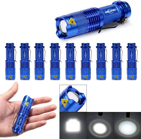 10 Pack Mini Flashlights Led Flashlight 300lm Adjustable Focus Zoomable