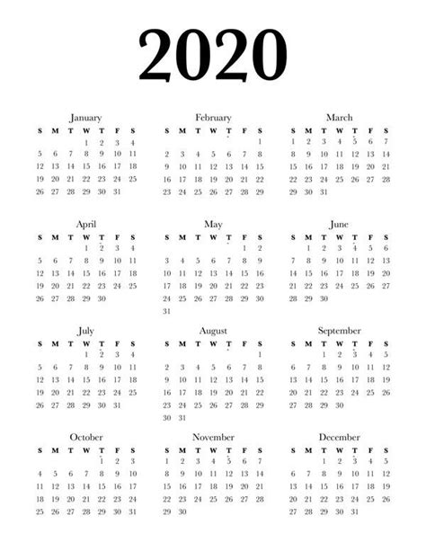 Free 2020 Calendar Printable One Page Lovely Planner Free 2020 Calendar