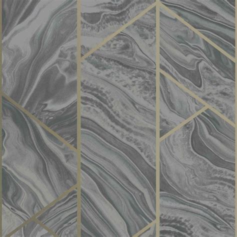 Rasch Marble Geometric Abstract Metallic Glitter Wallpaper Charcoal