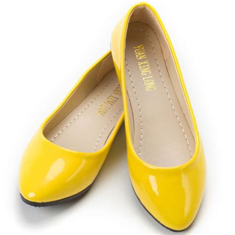 Wholesale Yellow Shoes Solid Candy Color Shoes Women Flats New Ballet