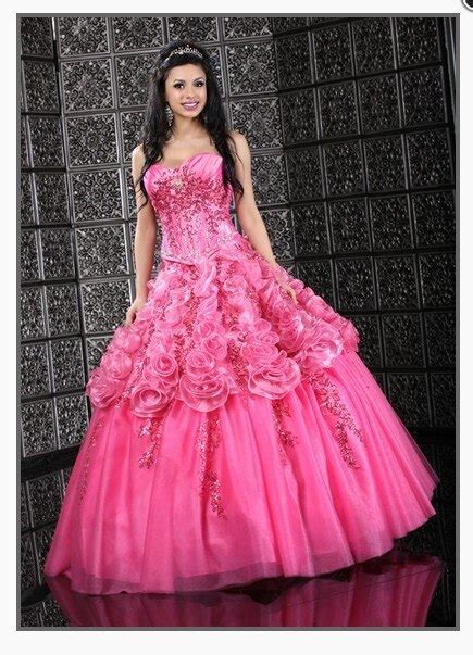 Hot Pink Taffeta Organza Tulle Rose Flowers Beading Embroidery Ball