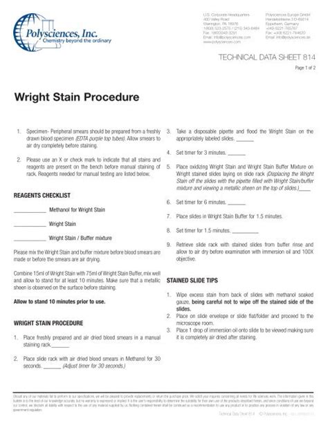 Wright Stain Procedure Polysciences Inc