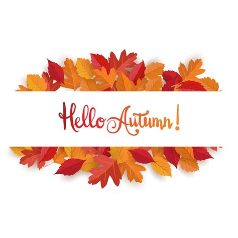 Premium Vector Hello Autumn Lettering Design With Leaves