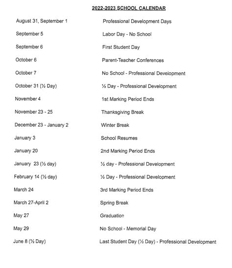School Calendar Munising Public Schools
