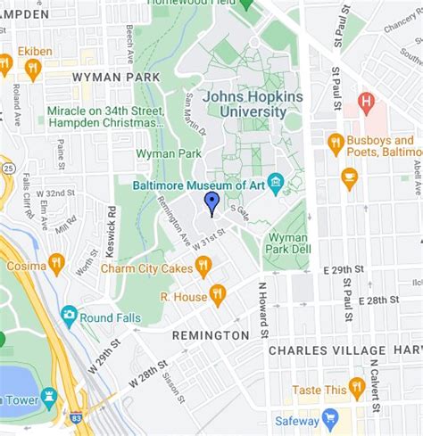Johns Hopkins University Campus Map Map Vector