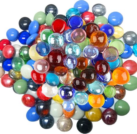Litensh 1kg Fire Glass Beads Decorative Glass Pebbles Round Colored Vase Glass Gems Stones