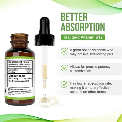 Vitamin B12 Liquid Drops Potent And Effective 5000 Mcg Per Serving