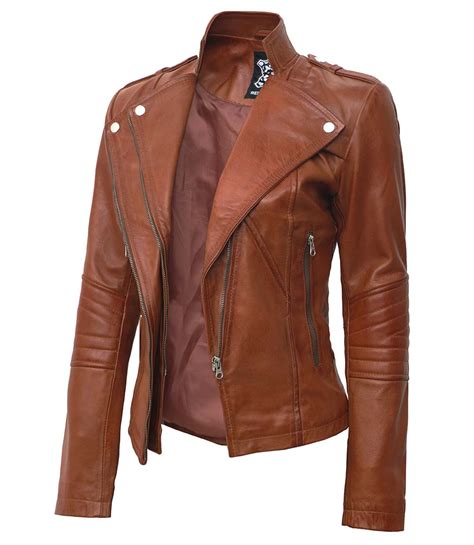 tan womens leather jacket asymmetrical leather jacket in united kingdom