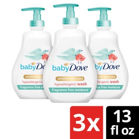Baby Dove Sensitive Skin Care Fragrance Free Hypoallergenic Wash 3 Ct