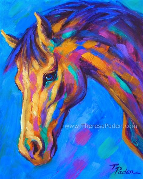 Abstract Horses Colorful Expressionistic Horse Painting By Theresa Paden