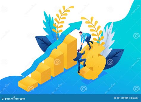 Isometric Success Of Investments Businessmen Successfully Invest Money