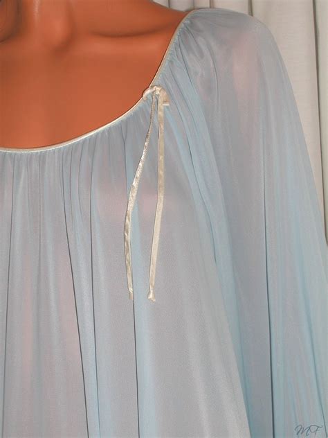 Miss Elaine Sheer Blue Antron Nylon Nightgown Close Up Fro Flickr