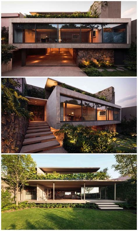 Three Different Views Of The Exterior Of A House With Steps Leading Up