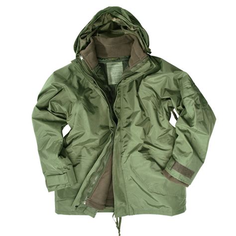 Army Waterproof Parka Military Ecwcs Hooded Jacket With Fleece Olive
