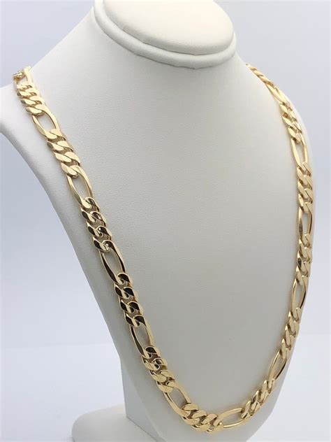 Mens 14k Yellow Gold Solid Figaro Chain Necklace Link 20 775mm 52