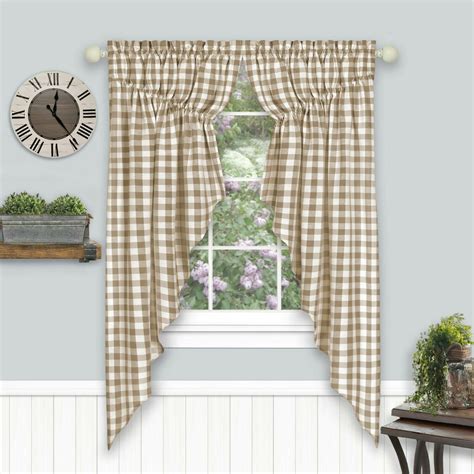Country Farmhouse Plaid Gingham Check Oversized Swag Valance Curtain