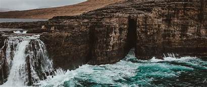 Current Waterfall Rocks Foam Faroe Islands 1080p