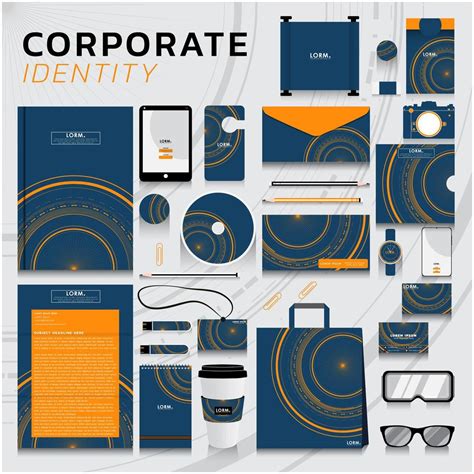 Corporate Identity Set In Blue And Orange With Circles 952500 Vector