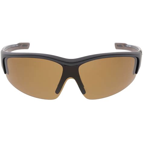 Tr 90 Semi Rimless Wrap Sports Sunglasses Polarized Shield Lens 76mm Matte Black Brown