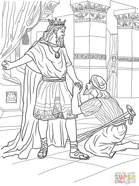 David Helps Mephibosheth Coloring Online | Super Coloring | Sunday school coloring pages, Bible