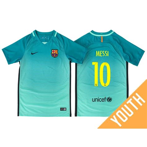 Youth Barcelona Lionel Messi Green Glow 201617 Third Jersey