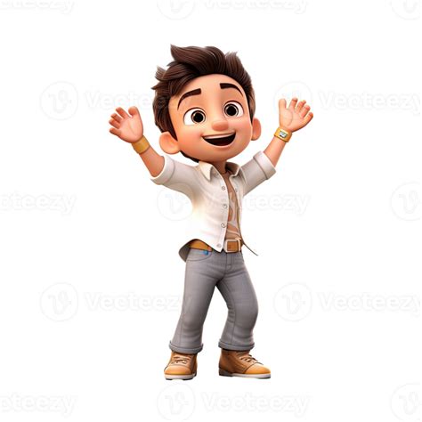 3d Happy Cartoon Boy On Transparent Background Generative Ai 24346446 Png
