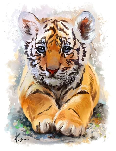 P ɪ ɴ ᴛ ᴇ ʀ ᴇ s ᴛ DɪᴘᴀᴋSɪɴɢᴀʟ Tiger Illustration Watercolor
