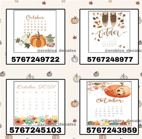 Four Different Calendars With Pumpkins And Leaves On The Front One For