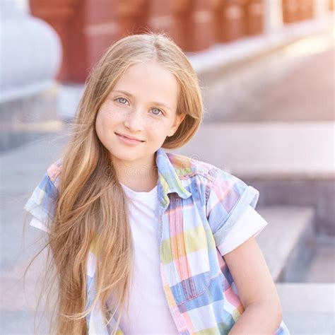 Beautiful American Portrait Of Schoolgirl Preschool Kid Little Happy