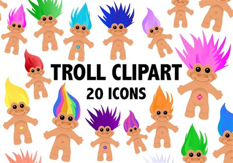 Troll Clipart 90s Troll Doll Icons Printable Troll Party Etsy Uk